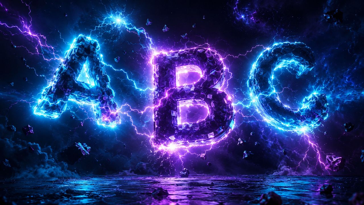 Neon ABC letters with electric energy