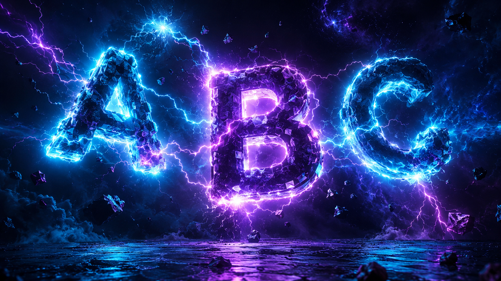 Neon ABC letters with electric energy